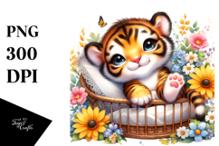 Sleeping Baby Tiger Cradle | Sublimation | Clipart Product Image 1