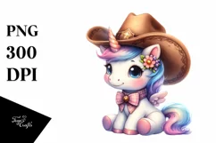 Cowboy Hat Baby Unicorn | Clipart Product Image 1