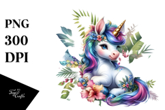 colorful Baby Unicorn with Jungle Background Product Image 1