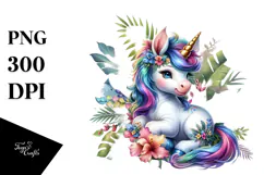 colorful Baby Unicorn with Jungle Background Product Image 1