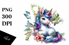 colorful Baby Unicorn with Jungle Background Product Image 1