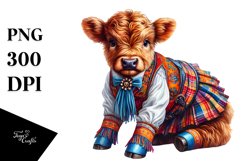 colorful Baby Highland Cow in Square Dancer&#039;s Outfit Product Image 3