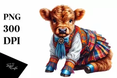 colorful Baby Highland Cow in Square Dancer's Outfit Product Image 3