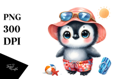 Funny Baby Penguin Beach Clipart Product Image 1