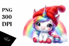 Cute Baby Unicorn Red Hat | Sublimation | Clipart Product Image 3
