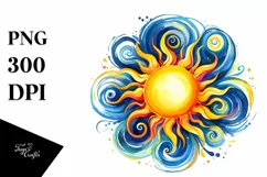 Vibrant Sun Simple Watercolor | Sublimation Clipart Product Image 1