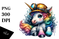 colorful Baby Unicorn with Miner's Helmet Product Image 1