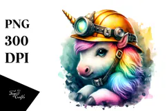colorful Baby Unicorn with Miner's Helmet Product Image 1