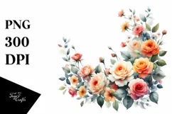 Watercolor Wash Floral Frame Orange Roses Product Image 3