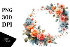Watercolor Wash Floral Frame Orange Roses Product Image 1