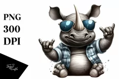 Smiling Rhino Rocker Sign | Sublimation Clipart Product Image 1