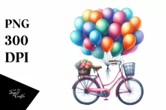 Watercolor Vintage Bicycle PNG Product Image 1