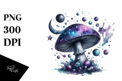Mystical Celestial Mushroom Watercolor PNG Product Image 1