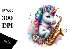 Colorful Baby Unicorn with Jazz Club PNG Product Image 1