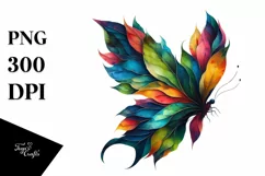 Abstract Butterfly with Plant Leaves, PNG Product Image 1