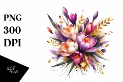Vibrant Bouquet Gold Foil | Sublimation Clipart Product Image 3