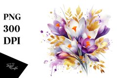 Vibrant Bouquet Gold Foil | Sublimation Clipart Product Image 3