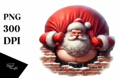 Santa Chimney Digital Painting PNG Product Image 3