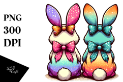 Colorful Retro Bunny View from Back, PNG Product Image 1