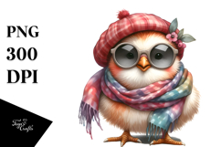 Whimsical Chicken Wearing Scarf Sunglasses | Sublimation Product Image 1