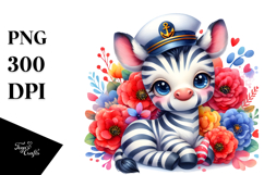 Colorful Cuddling Sailor Baby Zebra Clipart Product Image 1