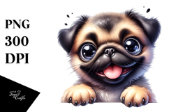 Cute Pug with Big Eyes, Colorful PNG Product Image 1