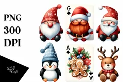 Cute Christmas Characters Playing Cards PNG Product Image 3