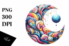 Colorful Wimsical Moon Watercolor Clipart Product Image 1