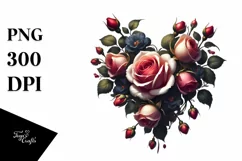 Simple Digital Painting Heart with Roses PNG Product Image 1
