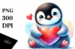 Baby Penguin with Heart PNG Product Image 1