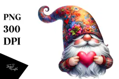 Detailed Valentines Gnome with Large Detailed Hat PNG Product Image 1