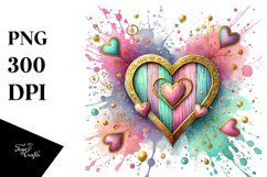 Colorful Wood Heart, Transparent PNG Product Image 1