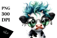 Funny Baby Cow with Crazy Face PNG Product Image 1