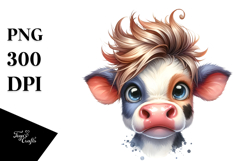 Funny Baby Cow with Crazy Face PNG Product Image 1