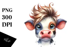 Funny Baby Cow with Crazy Face PNG Product Image 1