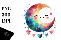 Smiling Moon with Hearts, Transparent PNG Product Image 1