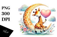 Boho Giraffe on Moon PNG Product Image 1