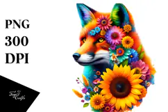 Vibrant Watercolor Fox Abstract PNG Product Image 1