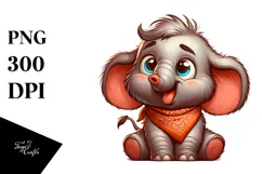 Whimsical Elephant with Bandana PNG Product Image 1