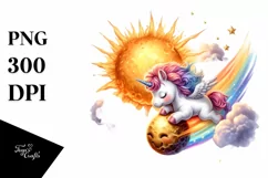 Diving Baby Unicorn from Golden Sun | Sublimation | Clipart Product Image 3
