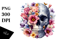 Skull Made of Spring Flowers PNG Product Image 1