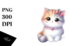 A Cute Watercolor Cat with Christmas Decorations, White Product Image 1