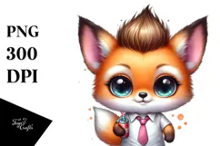 Cute Baby Fox with Cool Haircut PNG Product Image 1