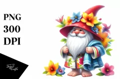Gnome with Beach Towel and Flowers | Clipart Product Image 1