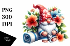 Gnome with Beach Towel and Flowers | Clipart Product Image 3