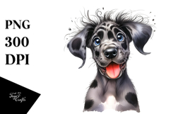 Watercolor Crazy Furr Happy Great Dane PNG Product Image 1