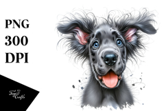 Watercolor Crazy Furr Happy Great Dane PNG Product Image 1