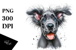 Watercolor Crazy Furr Happy Great Dane PNG Product Image 1