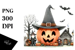 Funny Halloween Scene Clipart, PNG Product Image 1