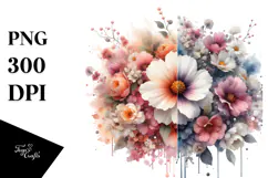 Flower Painting with Splashes PNG Product Image 1